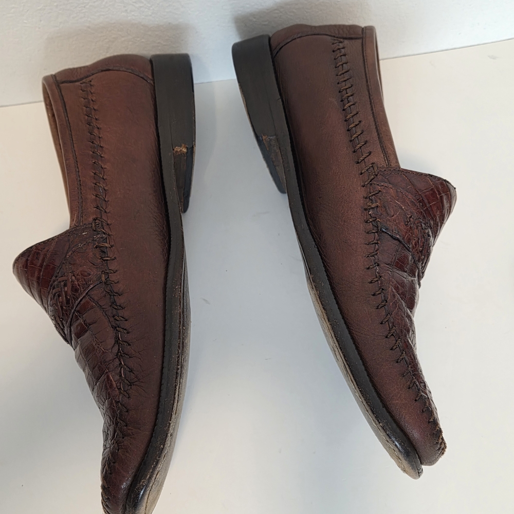 Genuine Caiman Alligator Imperial Loafers Brown Florsheim Imperial Mens Sz 38D - Picture 10 of 16